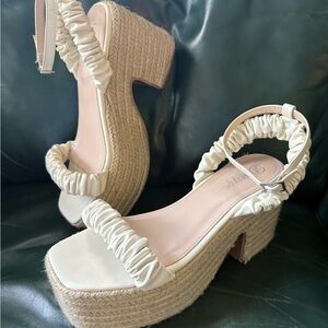 Nasty Gal Cream Espadrille Lace-Up Wedges
